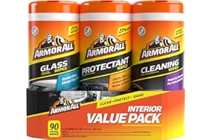Armor All Car Cleaning Wipes, 90 Ct - Interior, Protectant & Glass Wipes | Armor All car interior value pack, auto cleaning wipes for windows, mirrors and protectant for vinyl & plastic, 30 count each