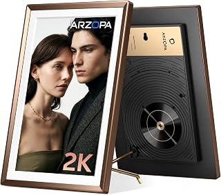 ARZOPA 2K Digital Picture Frame 14 Inch Free Cloud Storage No Subscription QHD Anti-Glare Touchscreen Metal Frame Load Photos Videos from Phone Ideal for Gifting - D14Pro Mocha Brown