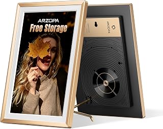 ARZOPA Metal Digital Picture Frame 14 Inch Free Cloud Storage Touchscreen | No Subscription FHD IPS Anti-Glare Load Photos Videos from Phone Exquisite Decoration Ideal for Gifting - D14 Champagne Gold