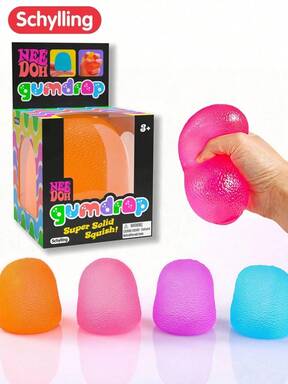 asmodee New NeeDoh Schylling Squishy Toy pc Cute Mini Candy Squeeze Toy, Soft Stretchable TPR Transparent Jelly Texture Stress Relief Toy, Super Durable Squeeze Toy, Non-Sticky And Slow Rebound, Suitable For Home, Office, Travel, Teens, Classroom Rewards,