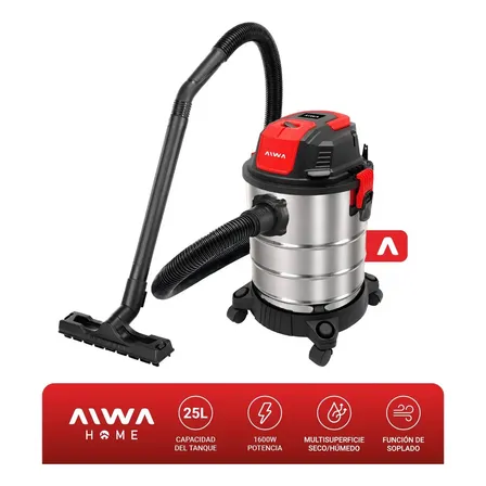 Aspiradora Sopladora Seco L&iacute;quido Aiwa 15 Litros 1600w Color Plateado