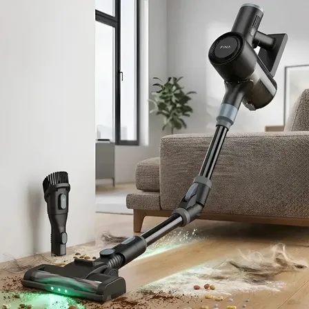 Aspiradora Vertical Inal&aacute;mbrica Y De Mano 2 en 1 Port&aacute;til Hogar Fika Volt Plus Negro 130W