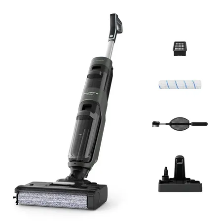 Aspiradora Vertical Rowenta Wet & Dry X-clean 4 Trapeadora Inal&aacute;mbrica Color Negro