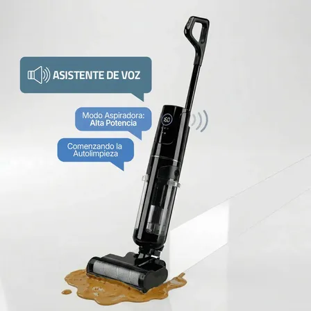 Aspiradora Y Trapeadora Vertical Inal&aacute;mbrica Potente Seco Y H&uacute;medo 3 En 1 Fika Volt Aqua Negro 120w