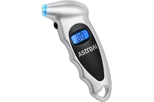 AstroAI Digital Tire Pressure Gauge 0-150PSI Calibrated to ANSI B40.7 +/-1PSI, Accurate in 0.1 Increments, Tire Repair Tools 4 Pressure Measurements for Car Truck with Backlight LCD, Silver