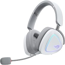 ASUS ROG Delta II Wireless Gaming Headset with Detachable Mic &ndash; Tri-Mode (BT, 2.4GHz, 3.5mm), 50mm Titanium-Plated Drivers, 110Hr Battery, Lightweight, for PC, PS5, PS4, Xbox, Switch, Mobile - White