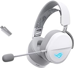 ASUS ROG Pelta Wireless Gaming Headset with Detachable Mic &ndash; Tri-Mode (BT, 2.4GHz, USB-C) 50mm Titanium-Plated Drivers, 70Hr Battery, Ergonomic, Lightweight, for PC, PS5, PS4, Switch, Mobile - White