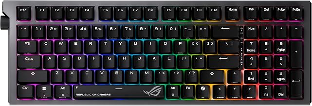 ASUS ROG Strix Morph 96 Wireless Mechanical Gaming Keyboard - 96% Full-Size | Tri-Mode, Hot Swappable NX Snow V2 Linear Switch, South Facing PCB, ABS Keycap, PC/Mac Support, Web-Based Config - Black