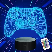 Attivolife Gamepad 3D Illusion Lamp, Controller Night Light with Remote Control + Timer 16 Color Changing Desk Lamp Kids Gamer Room Decor Plug in Best Cool Festival Birthday Gift for Boy Men