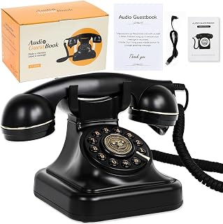 Audio Guest Book Wedding Phone, Vintage Voice Message Recorder Telephone with Premium Gift Box for Special Events, Bridal Shower, Birthday Party, Baby Shower, Anniversary, Engagement