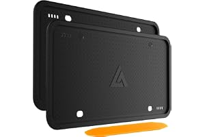 Aujen Silicone License Plate Frames Black, 2 Pack Car License Plate Frame, Universal US Black License Plate Holders Brackets Rust-Proof, Weather & Rattle-Proof, Car Accessories