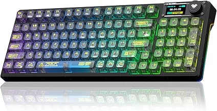 Aula F98Pro V3 Wireless Mechanical Gaming Clear Keyboard with Screen & Knob | Triple-Mode Hot Swappable, Gasket Mount Linear Switches, Clear Keycaps RGB Backlit, TFT Screen 10000mAh Battery for PC/Office