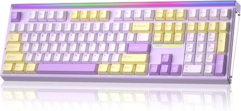 Aula H108 Wireless Silent Mechanical Keyboard with Number Pad Hot Swappable | Full Size Keyboard with Gasket Structure, RGB Backlit Light Box, Computer Gaming Keyboard with PBT Keycaps for PC/Office