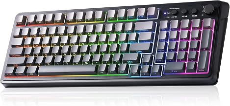 AULA Keyboard Gaming Wireless Creamy Computer Keyboards with Number Pad | Side-printed Light Transmission Letters Keyboard,99 Keys,RGB Backlit,Tri-Mode BT/2.4GHz/USB-C Connection,Gradient Grey