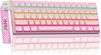 Aula MINI60 HE PRO Wireless Gaming Keyboard 60%,Hall Effect Rapid Trigger Magnetic Keyboard,8000Hz Polling,Tri-Mode(BT5.0/2.4GHz/USB-C),RGB Hot Swappable Compact Pink Mechanical Keyboard for Gamer