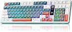 Aula S99pro V2 99 Key Full Size Gaming Keyboard,Media Digital Screen Creamy Membrane Keyboard,Computer Wireless Keyboard with Number Pad,Tri-Mode Bluetooth/2.4GHz/USB-C,RGB Backlit - White&Green&Red