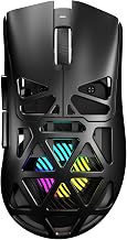 Aula SC620 Wireless Gaming Mouse, Tri-Mode 2.4GHz/USB-C/BT5.3 Computer Mouse with 12000 DPI, Programmable Macro Gamer Mouse with Rapid Fire Key, RGB Light Gaming Mice for PC/Laptop/Mac (Line White)