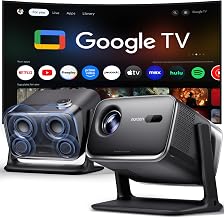 Aurzen BOOM mini Google TV Outdoor Smart Projector with 20W Dolby Audio | 4K Supported Movie Projector with WiFi and Bluetooth, Voice Control, 500 ISO, Real-Time Focus for Bedroom/Backyard, Black