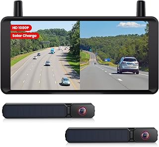 AUTO-VOX 2 Solar Wireless Backup Camera,16:9 1080P HD 6" Monitor | Dual Antenna Strong Signal, Split Screen View for Balanced Dual Views, DVR Recording Back Up Camera for Car,SUV,Truck,Trailer