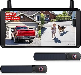 AUTO-VOX 2 Solar Wireless Backup Cameras: 6" Split Screen for Wider View | 1-Min No-Drill Setup, Smooth Real-time View with Dual Antenna, 1080P Color Night Vision, Solar Recharge for Car Truck Trailer