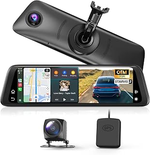 AUTO-VOX V6 OEM Rear View Mirror Camera Carplay: Upgrade 9.36" Touch Screen and Dual 2K Mirror Dash Cam with Front and Rear Cameras,Voice Control, Super Clear Night Vision for Car SUV Truck