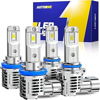 AUTOONE H11 9005 LED Bulb, 1500% Brighter, HB3 H8 H9 Light 6500K, 70000+Lifespan, 99% Compatible Plug & Play, IP68, Pack of 2