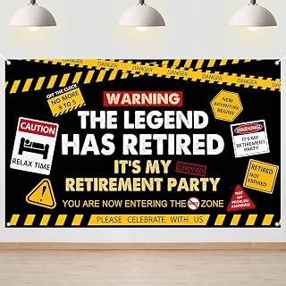 Avezano 6x3.6ft Happy Retirement Backdrop Legend Retired Banner for Men | Polyester Fabric, Caution Legend Retired Print Decor, Office & Family Farewell Party, Funny Retired Photo Booth Background