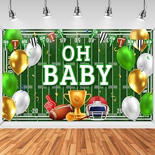 Avezano Football Baby Shower Backdrop Oh Baby Football Baby Shower Decorations Banner Touchdown Themed Baby Boy Party Banner (6x3.6ft)