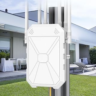 AX3000 WiFi Extender Signal Booster Outdoor WiFi 6 Extender, Wireless Gigabit Access Point Outdoor, IP65 Weatherproof, with PoE, for Starlink, Camera, Garage, Farm, Yard, RV, Campsite