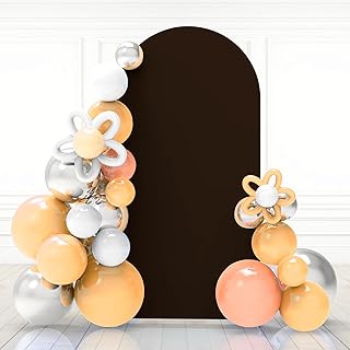 Babenest 6.6FT Brown Wedding Arch Cover, Spandex Fitted Backdrop for Photography, Round Top Chiara Stand for Party Ceremony Birthday Baby Shower Anniversary Decoration