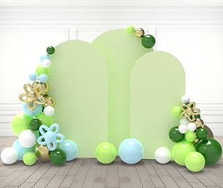Babenest Green Wedding Arch Cover Set of 3, Spandex Fitted Arch Backdrop Cover for Photo, Round Top Chiara Stand Cover for Party Birthday Baby Shower Background Decoration（6.6FT/7.2FT/8FT）