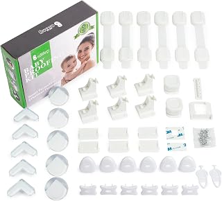 Baby Proofing Kit 44 Pack&ndash; Child Proof Essentials Set with Magnetic Cabinet Locks, Corner Protectors, Outlet Covers & Adjustable Safety Straps - No Drill Baby Safety Products for Home