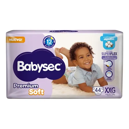 Babysec Premium Soft Pa&ntilde;ales Descartables Sin g&eacute;nero Talle Extra Extra Grande (XXG) 44 un.