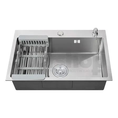 Bacha Pileta De Cocina 68cms Premium Acero Inox + Escurridor Color Satinado