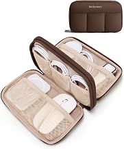 BAGSMART Electronics Organizer Travel Case, Cord Storage for Chargers Cables Phones, Compact Tech Accessories Pouch, Coffee