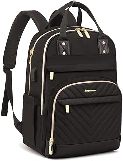 bagswan Laptop Backpack for Women Teen Girls: 15.6 inch School Backpack with USB Charger Waterproof College Bookbag Casual Daypack Computer Backpack for Work Travel Backpacks for Teacher Nurse Black