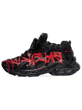 Balenciaga Runner Graffiti Sneakers Men Black/Red Lightweight Breathable Casual Streetwear  55% OFF