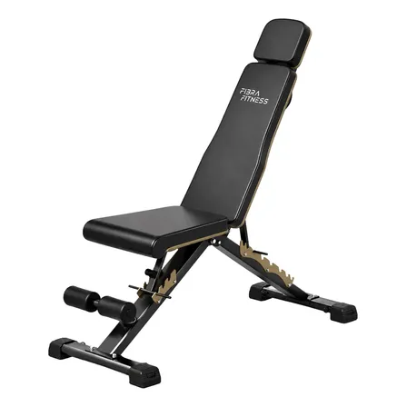 Banco Gimnasio Multiangular Asiento Respaldo Regulable Pesas Negro Con Dorado