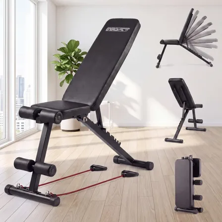 Banco Gym Plano Plegable Regulable Multiangular Premium Negro