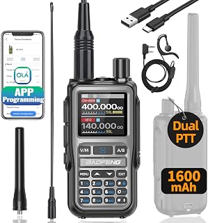 Baofeng Radio UV-5R Mini Ham Radio Long Range Two Way Radio NOAA Weather Radio Rechargeable Walkie Talkies Dual PTT APP Programming Copy Frequency 999CH with USB-C Charging Headset Survival Radio
