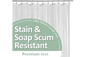Barossa Design Plastic Shower Liner Clear - Premium PEVA Shower Curtain Liner with Rustproof Grommets and 3 Magnets, Waterproof Cute Lightweight Standard Size Bathroom Curtains - Clear