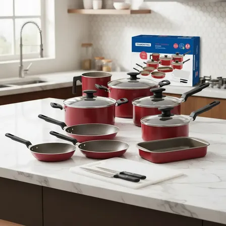 Bateria De Cocina Ollas Sarten Tabla Cubiertos Turquia 12pz Bord&oacute;