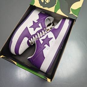A BATHING APE Bape Casual Skate Shoes Colorblock Star Logo Glossy Casual Shoes White Red Double Star Men's Women's Shoes  76% OFF