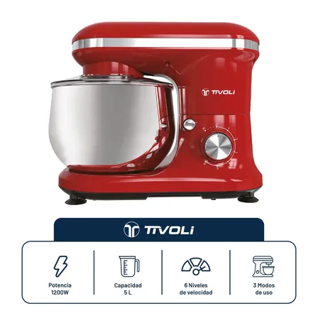 Batidora planetaria 3 en 1 Tivoli 5 Litros 1200W bate mezcla amasa
