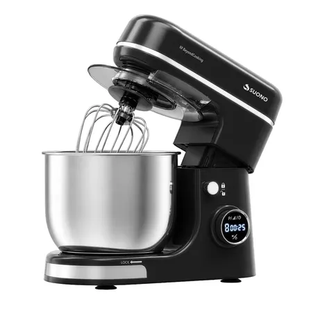 Batidora Planetaria Digital De Pie Suono 8 Velocidades 5 Lts 1300w Amasa, Mezcla Y Bate Con Accesorios Negro