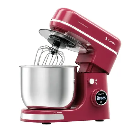 Batidora Planetaria Digital Suono 1300W 5L 8 Velocidades con Timer y Apagado Autom&aacute;tico Color Rojo