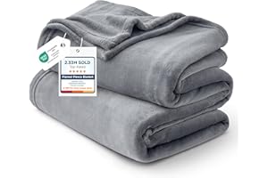 Bedsure Fleece Bed Blankets Queen Size Grey - Soft Cozy Warm Halloween Fall Throw Blanket Lightweight Room Home Decor, Christmas Decorations Gifts for Women and Men, 90x90 inches