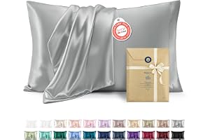 Bedsure Satin Pillowcase, Similar to Silk Pillow Cases Queen Size Set of 2, Cooling Pillow Case Covers with Envelope Closure, Room Decor Gifts for Women Men, Silver Grey, 20x30 Inches, 2pcs