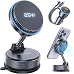 Beeasy 25W Qi2.2 MagSafe Car Mount Charger Built-in Cooling Fan, Upgraded Vacuum Suction Cup 360&deg; Rotation, Magnetic Wireless Car Charger with 63W Adapter for iPhone 17 16 Pro Max Samsung S26 Ultra