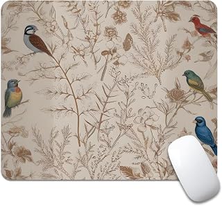 Beige Garden Neutral Floral Square Mouse pad, Texture, Waterproof, Anti Slip Rubber Base, Computer Mouse pad, Laptop Mouse pad